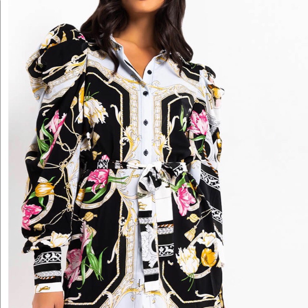 The Embroidered Print Mini Dress